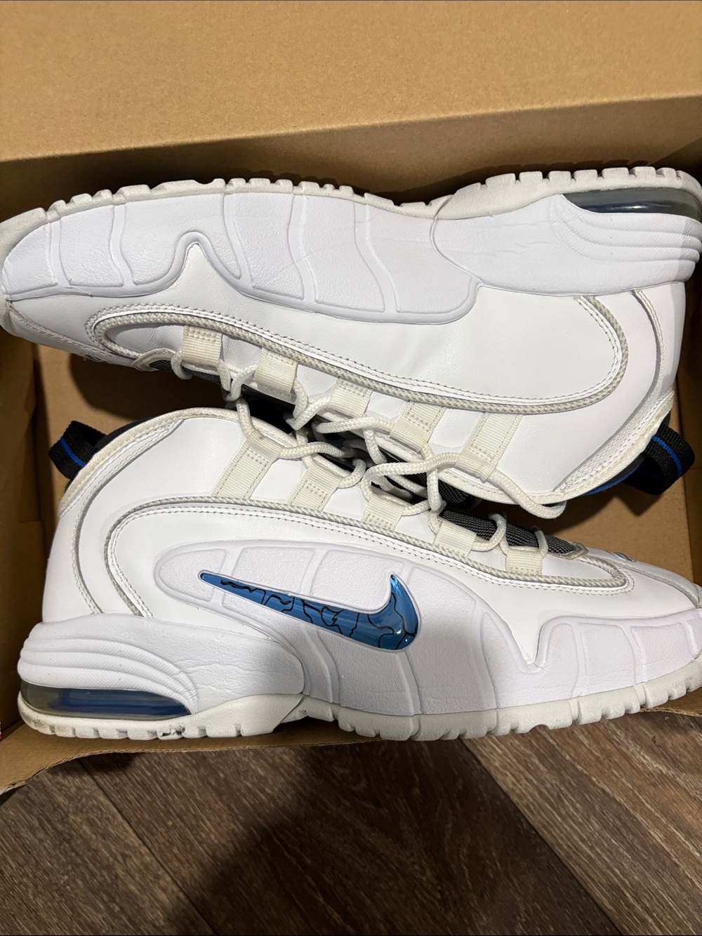 White and Blue men Air Max Penny Basketballu Shoes - Brand NIKE - Picture 15 of 16